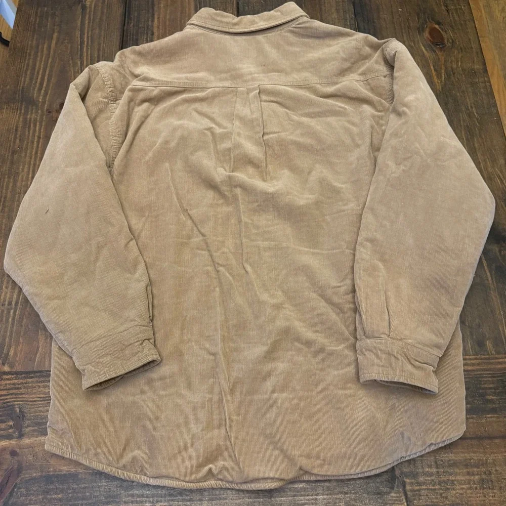 Levi Strauss Mens XL Tan Corduroy Fleece Lined Plaid Shirt Jacket Shacket